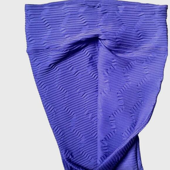 Mono B Bronze Blue/Purple High Intensity Work Out Ribbed Activewear Leggings SzS - Picture 9 of 11